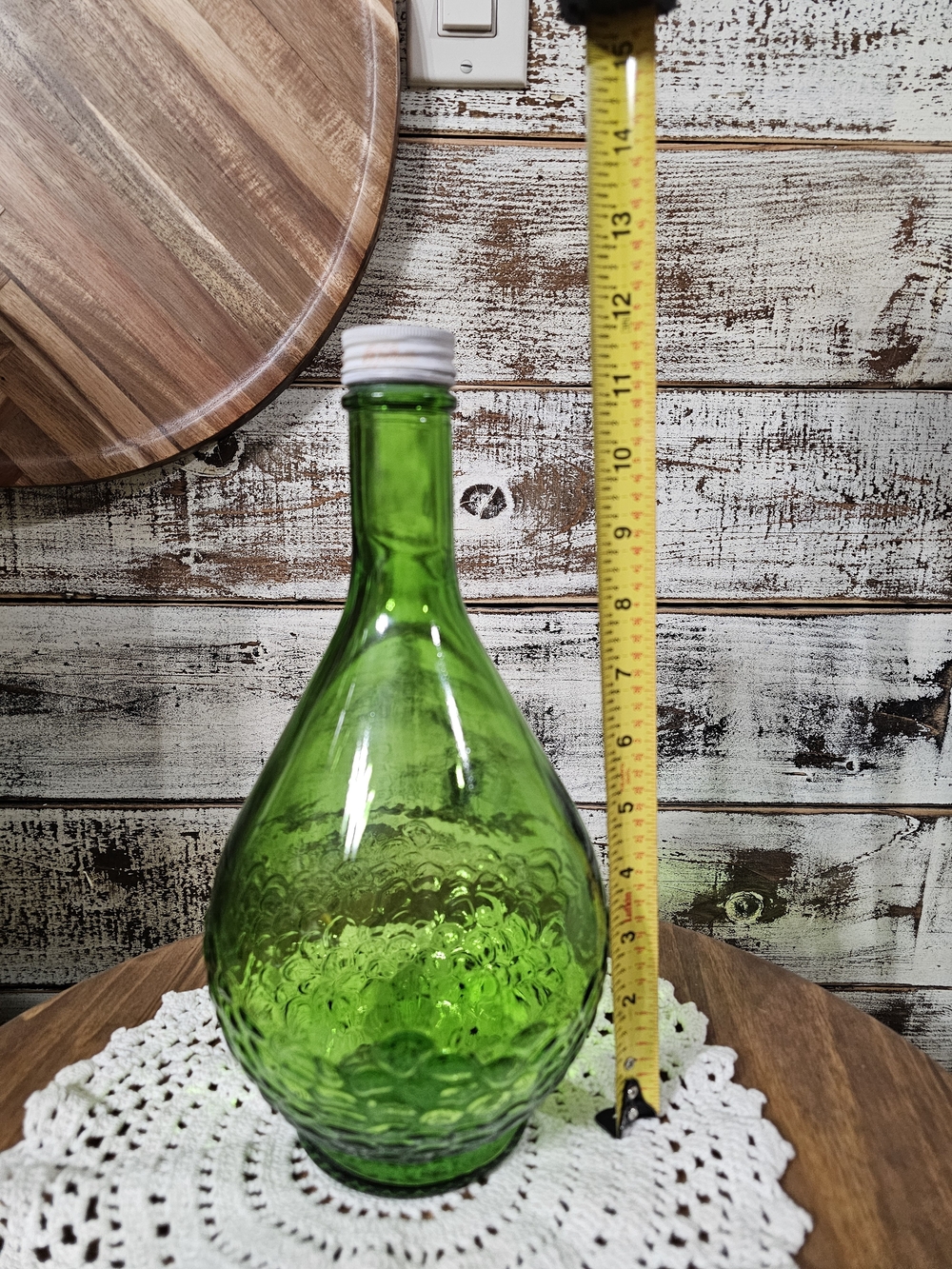 Green Textured Glass Bottle Vase - Picture 8 of 8